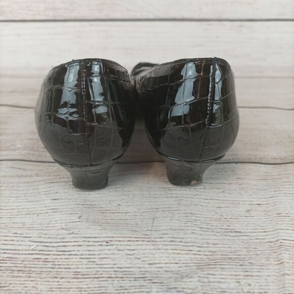 Ron Hommerson Womens Kitten Heels Size 8N Black Alligator Leather - Picture 4 of 7